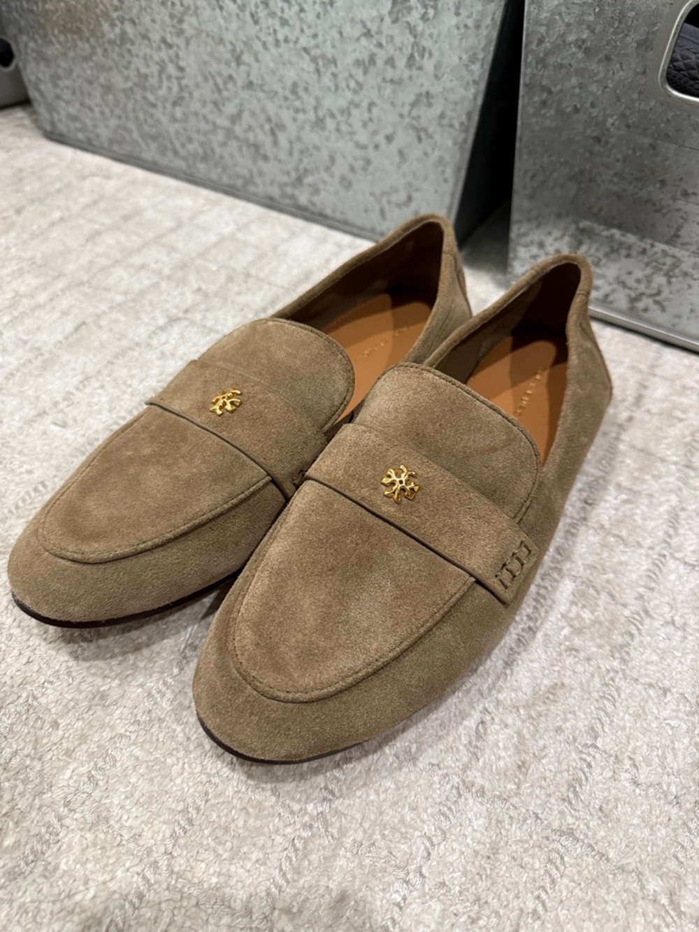Tory Burch Suede Ballet Loafers in River Rock